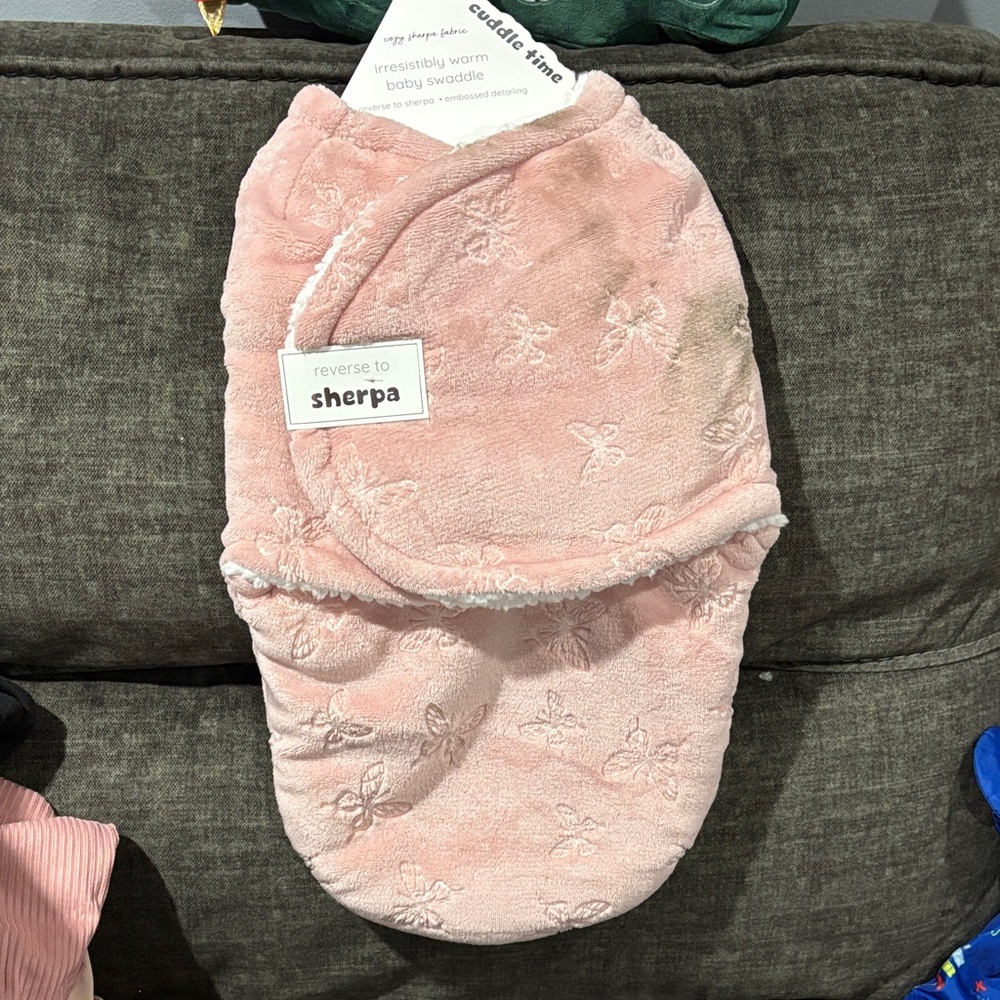 Pink Sherpa Baby Swaddle